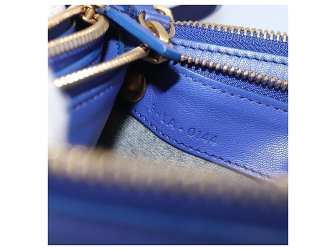 Céline Celine Trio Leather Small Blu - vista 6