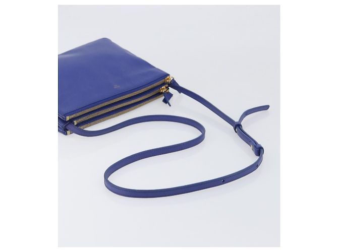 Céline Celine Trio Leather Small Blu - vista 7