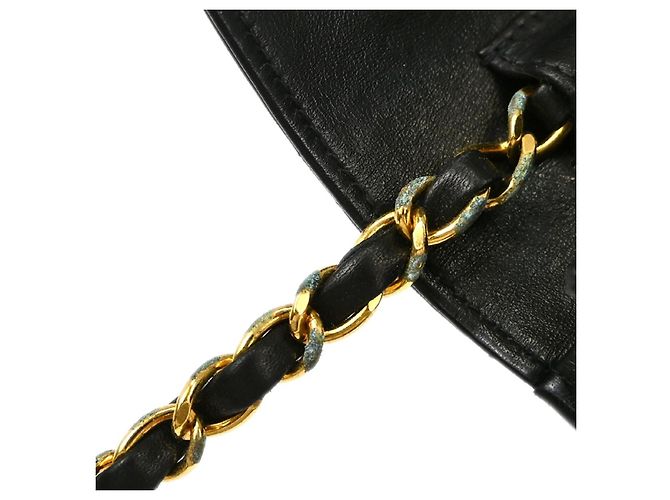 Chanel Vintage Full Flap Quilted Lambskin Small Nero - vista 6