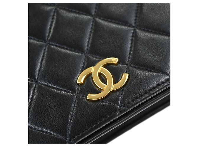Chanel Vintage Full Flap Quilted Lambskin Small Nero - vista 7