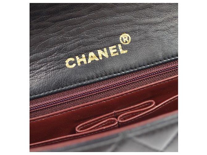 Chanel Vintage Full Flap Quilted Lambskin Small Nero - vista 4