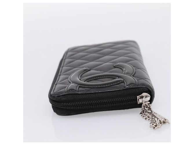 Chanel Cambon Zip Around Quilted Lambskin Long Nero - vista 3