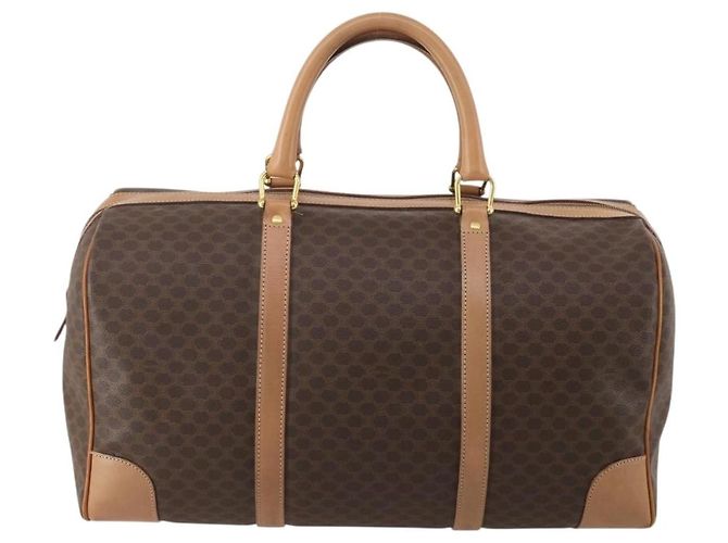 Céline Celine Vintage Duffle Canvas and Leather Marron - vue 2