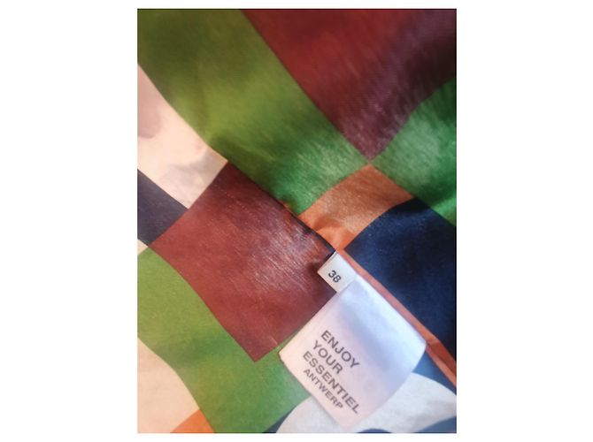 Essentiel Antwerp Abrigo largo de piel sintética marrón con forro estampado Castaño Multicolor - vista 5