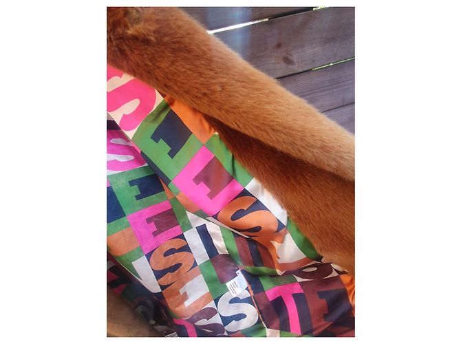 Essentiel Antwerp Abrigo largo de piel sintética marrón con forro estampado Castaño Multicolor - vista 7