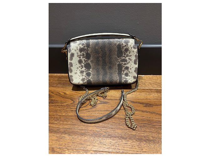 Fendi Baguette Tasche aus Pythonleder Braun Beige Grau - Ansicht 13