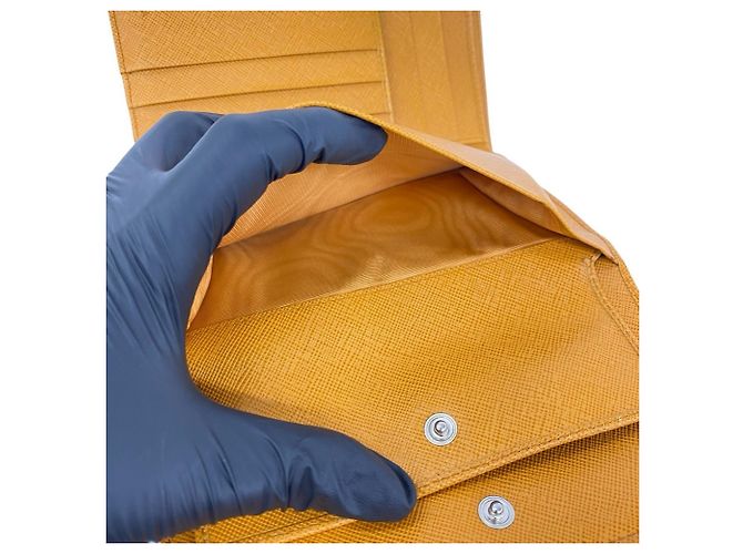 Prada Triangle Logo Plate Nylon Bi-fold Geldbörse Orange - Ansicht 10