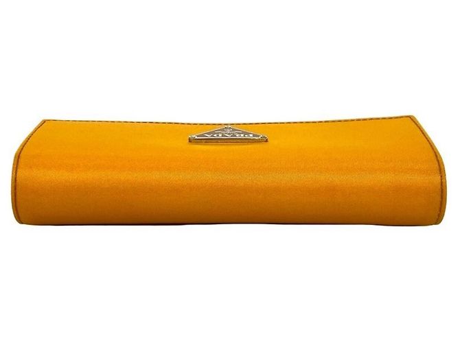Prada Triangle Logo Plate Nylon Bi-fold Geldbörse Orange - Ansicht 3
