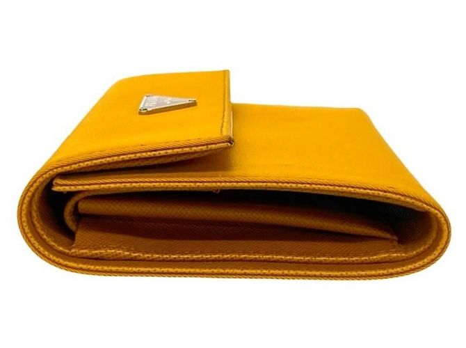 Prada Triangle Logo Plate Nylon Bi-fold Geldbörse Orange - Ansicht 4