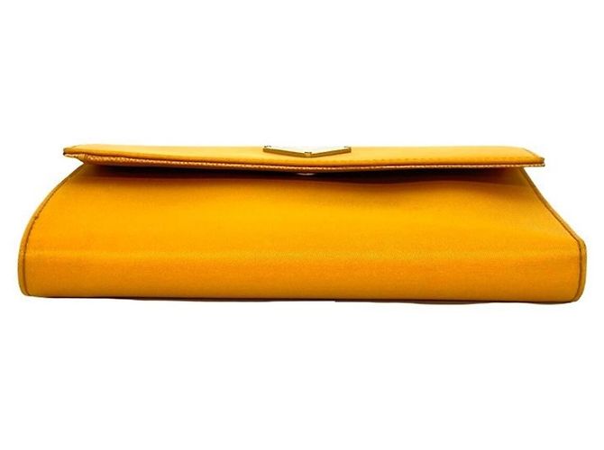 Prada Triangle Logo Plate Nylon Bi-fold Geldbörse Orange - Ansicht 6