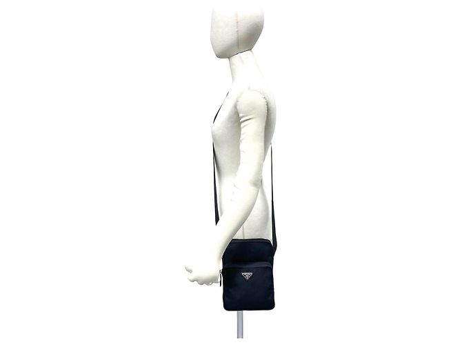 Borsa a tracolla Prada in nylon e pelle con logo triangolo Nero - vista 2
