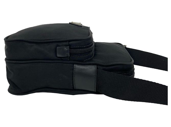Borsa a tracolla Prada in nylon e pelle con logo triangolo Nero - vista 6