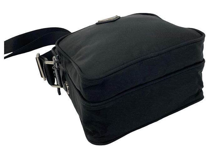 Borsa a tracolla Prada in nylon e pelle con logo triangolo Nero - vista 7