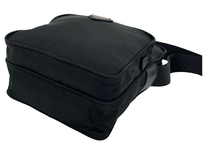 Borsa a tracolla Prada in nylon e pelle con logo triangolo Nero - vista 8