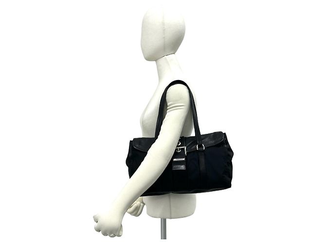 Prada Triangle Logo Hardware Tote Bag Schwarz - Ansicht 2