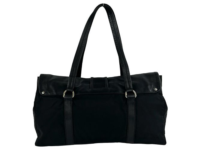 Prada Triangle Logo Hardware Tote Bag Schwarz - Ansicht 3
