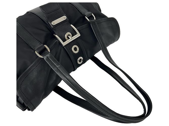 Prada Triangle Logo Hardware Tote Bag Schwarz - Ansicht 4
