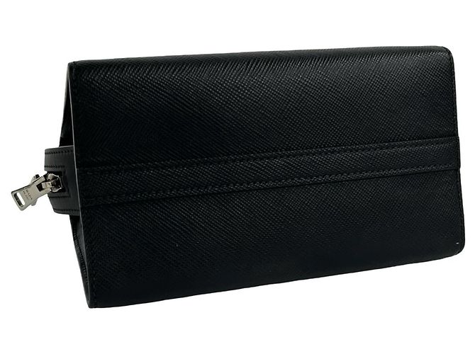 Borsa Prada Christen in pelle Saffiano con logo triangolare in metallo Nero - vista 7