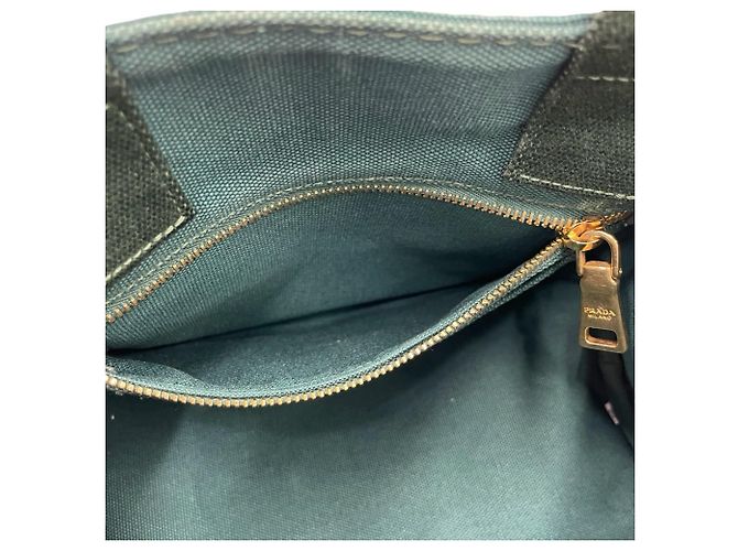 Tote Prada Canapa Triangle Logo Hardware Canvas Bag Green - view 10