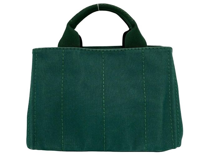 Tote Prada Canapa Triangle Logo Hardware Canvas Bag Green - view 3