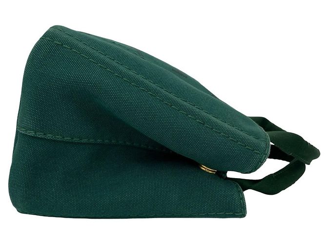 Tote Prada Canapa Triangle Logo Hardware Canvas Bag Green - view 6