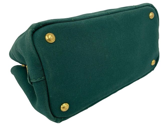 Tote Prada Canapa Triangle Logo Hardware Canvas Bag Green - view 7