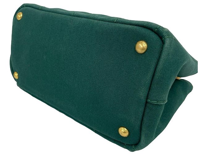 Tote Prada Canapa Triangle Logo Hardware Canvas Bag Green - view 8