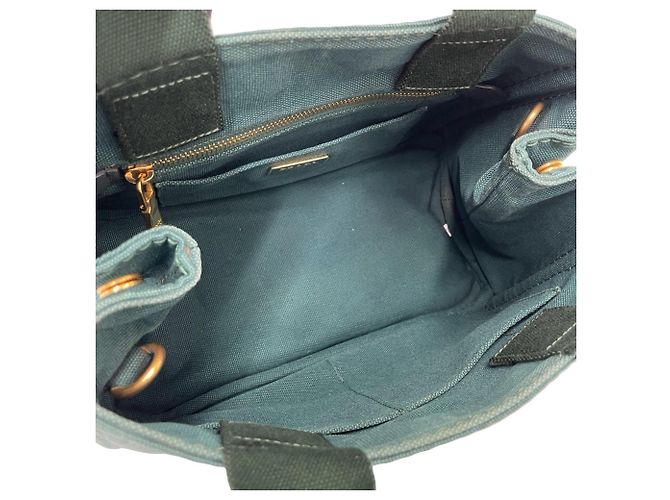 Tote Prada Canapa Triangle Logo Hardware Canvas Bag Green - view 9