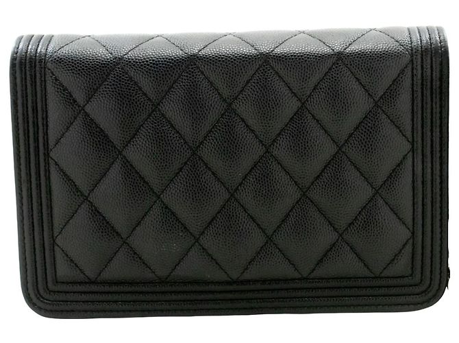 Chanel Boy Wallet on Chain quilted caviar Nero - vista 2