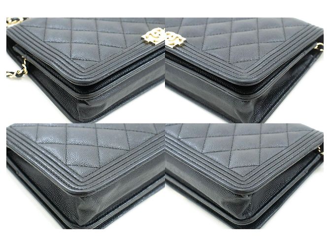 Chanel Boy Wallet on Chain quilted caviar Nero - vista 6