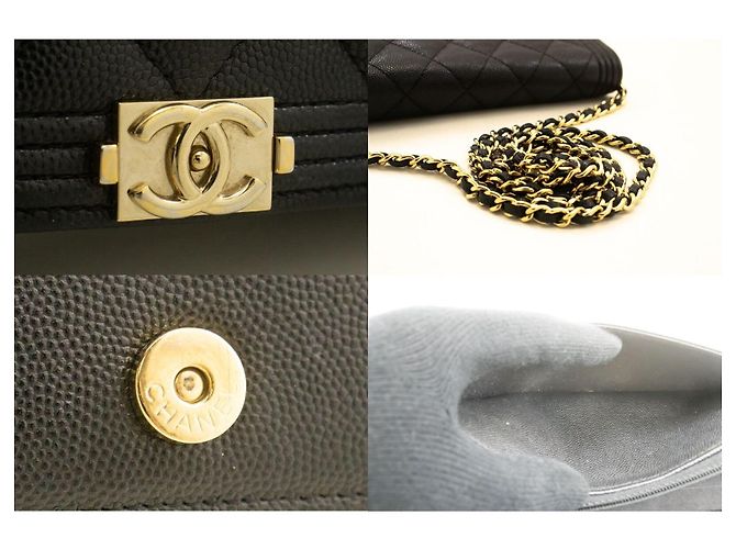 Chanel Boy Wallet on Chain quilted caviar Nero - vista 7