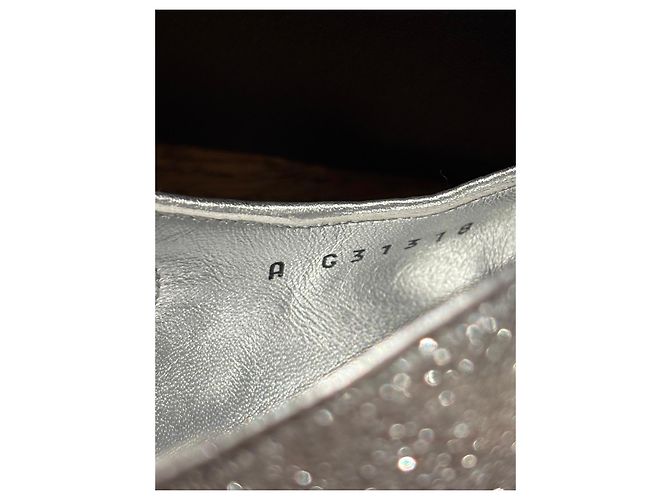 Chanel Décolleté Slingback Argento Glitter Punta Nera Nero Silver hardware - vista 4