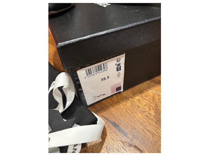 Chanel Décolleté Slingback Argento Glitter Punta Nera Nero Silver hardware - vista 7