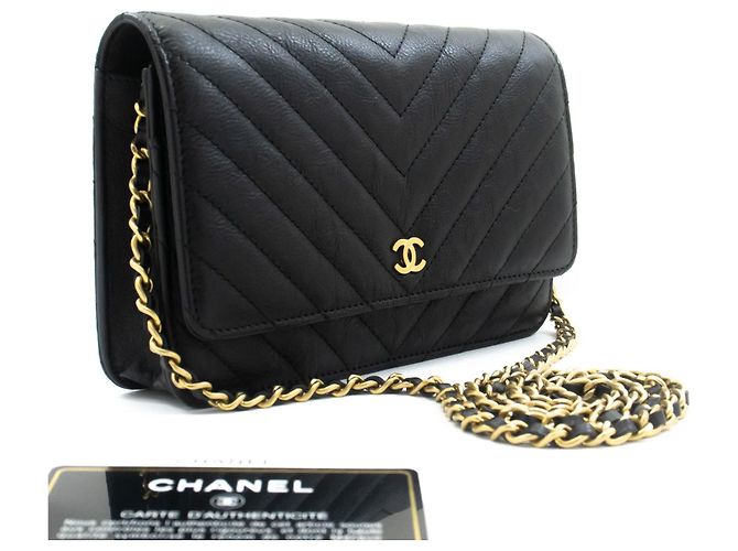 Chanel Wallet on Chain Chevron Caviar Nero - vista 3