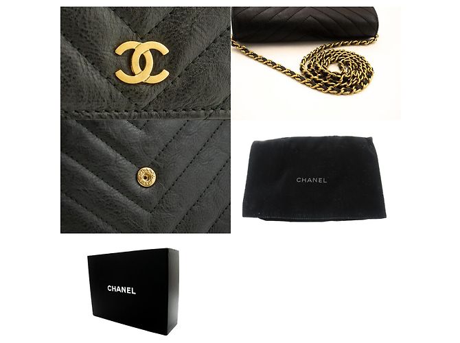 Chanel Wallet on Chain Chevron Caviar Nero - vista 7