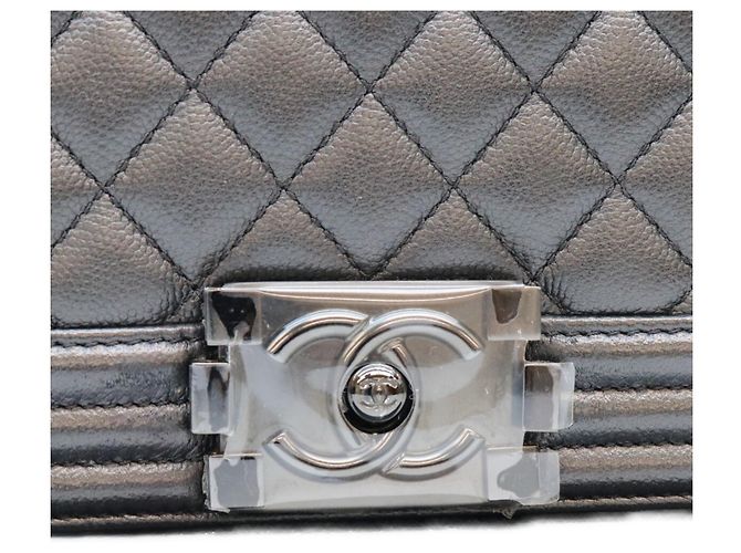 Borsa Chanel Boy in pelle caviar nera Nero - vista 6