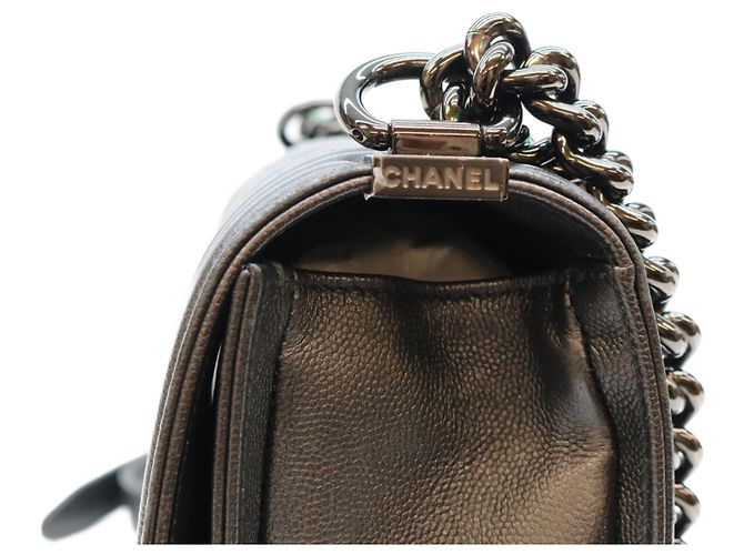 Borsa Chanel Boy in pelle caviar nera Nero - vista 7