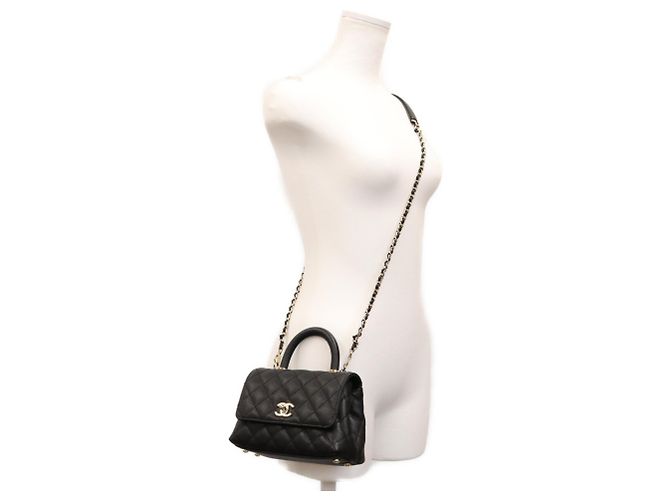 Coco Handle Borsa a tracolla Chanel AS2215 in pelle caviar nera Nero - vista 13