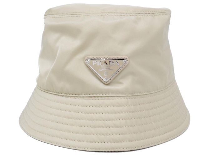 Cappello bucket Prada con logo Triangle Beige - vista 5
