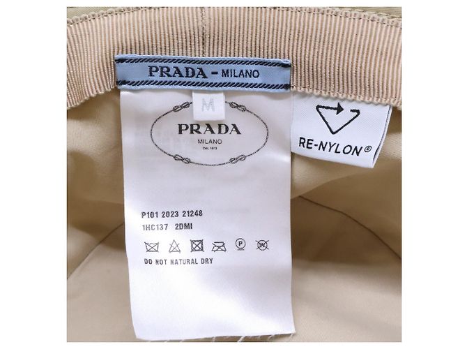 Cappello bucket Prada con logo Triangle Beige - vista 7