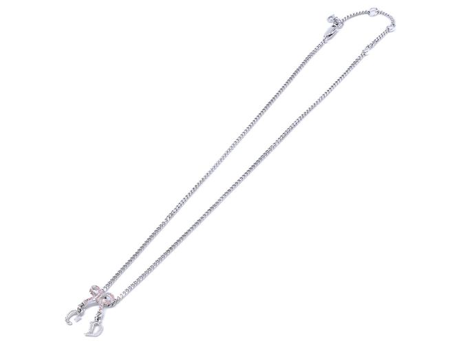 Collana a catena con pendente a nastro e strass Christian Dior Argento Rosa - vista 2