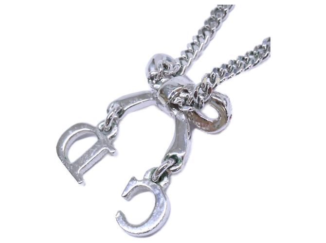 Collana a catena con pendente a nastro e strass Christian Dior Argento Rosa - vista 5