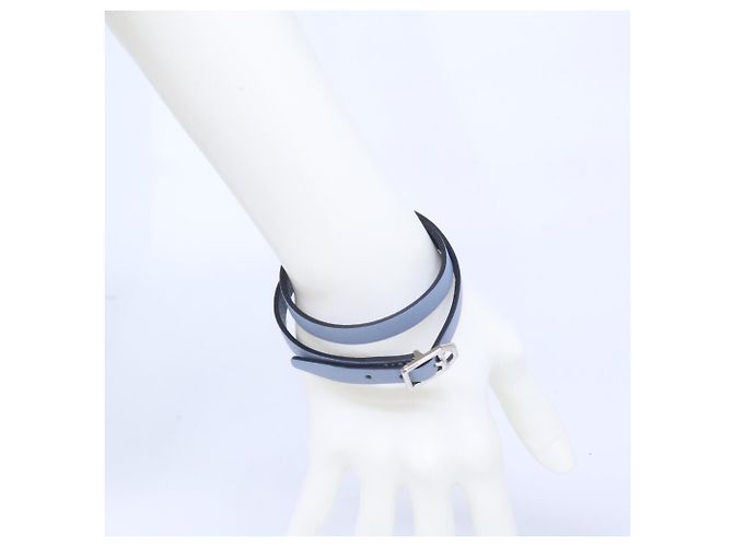 Hermès Bracciale Double Tour in pelle C-Stamp Hermes Blu navy Blu chiaro - vista 10
