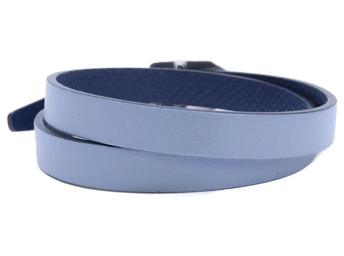 Hermès Bracciale Double Tour in pelle C-Stamp Hermes Blu navy Blu chiaro - vista 3