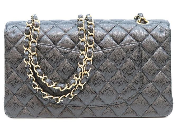 Borsa a tracolla Chanel Classic Flap in pelle caviar nera matelassé Nero - vista 3