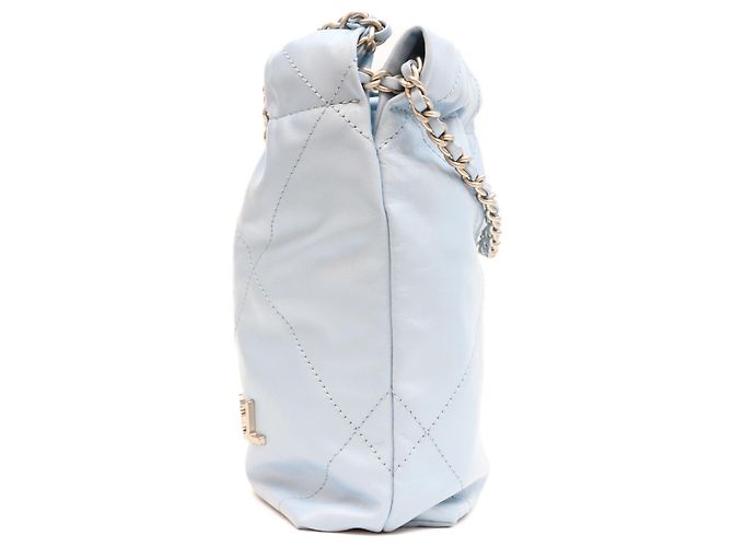 Borsa a tracolla Chanel 22 Mini con catena Blu - vista 2