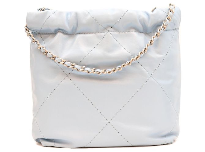 Borsa a tracolla Chanel 22 Mini con catena Blu - vista 3
