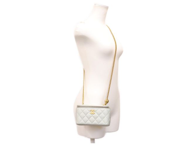 Borsa a tracolla Vanity Chanel in pelle di agnello azzurro chiaro Blu chiaro - vista 15