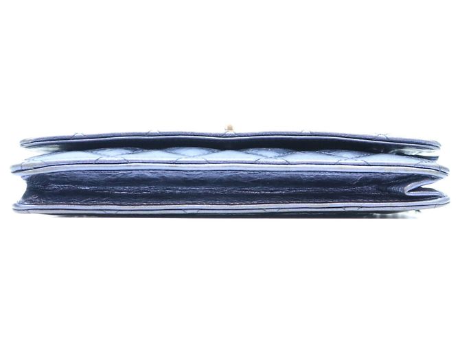 Bolsa de ombro carteira Chanel em couro de bezerro azul marinho metálico Preto - vista 5