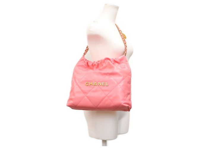Borsa a tracolla Chanel in vitello lucido rosa corallo - vista 17